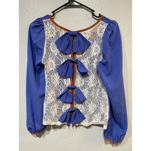 Ryu S Lace and Bows Long Sleeve Blouse